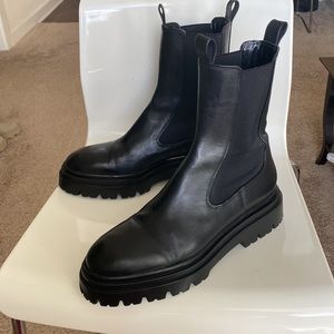 ZARA LEATHER LUG ANKLE BOOT